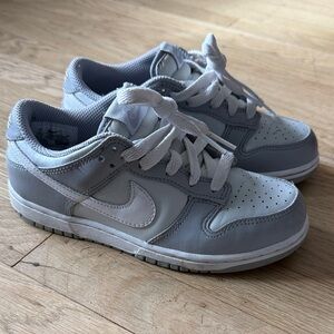 Nike Kids Dunk Low White and Gray Sneakers Size 1Y